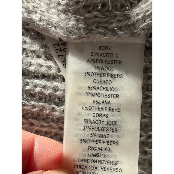 Calvin Klein Silver Metallic Ladies V Neck Sweater Med Wool Blend Quiet Elegance - Picture 5 of 6